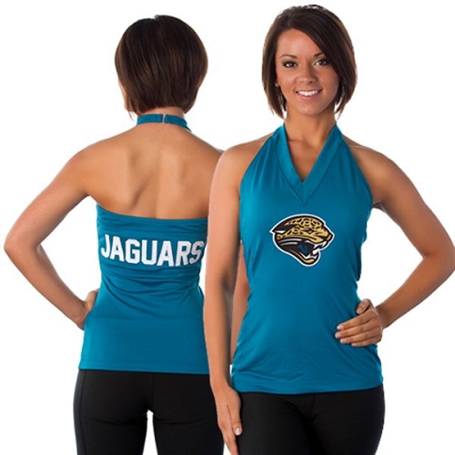 All Sport Couture Jacksonville Jaguars Women's Blown Cover Halter Top - Teal